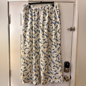 a new day Cream and Blue Floral Pants, XXL